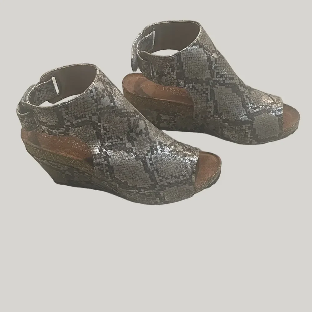 Cork’s Calypso Snake Print Wedge Sandals
